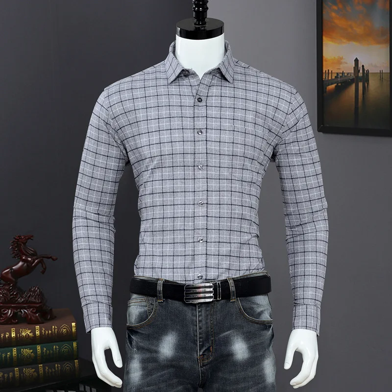 Рубашка мужская утепленная с длинным рукавом 100% хлопок на флисе|Повседневные