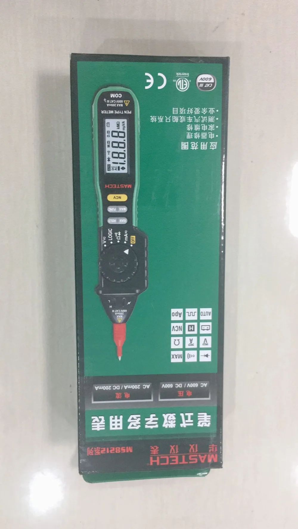 MASTECH MS8212A Ручка Тип Цифровой мультиметр Multimetro DC AC Напряжение Ток Тестер Диод Непрерывность логика Бесконтактное напряжение