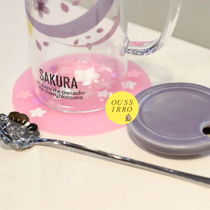 ULKNN новинка креативная Сакура термостойкая стеклянная кружка с крышкой ложкой