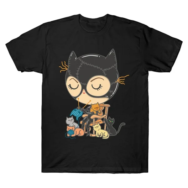 

cat lady Fashion Cotton Short Sleeve T Shirt T-shirt Women Girl Tops Tees Shirt Men Shirts Birthday Gift