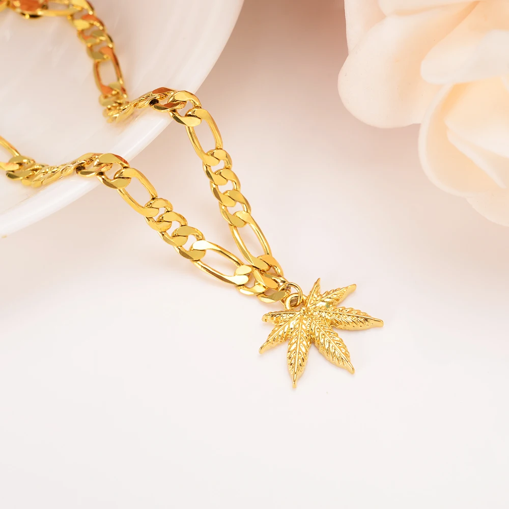 Bangrui 21 см золотой цвет лист Подвеска цепочка браслет Мужчины ювелирные изделия