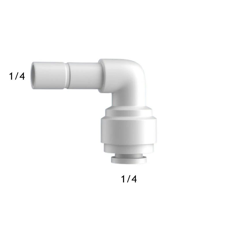 

50Pcs/Lot 1/4'' Connection - 1/4'' Elbow RO Water Fitting 6.5mm POM Hose PE Pipe Quick Connector Water Filter Parts