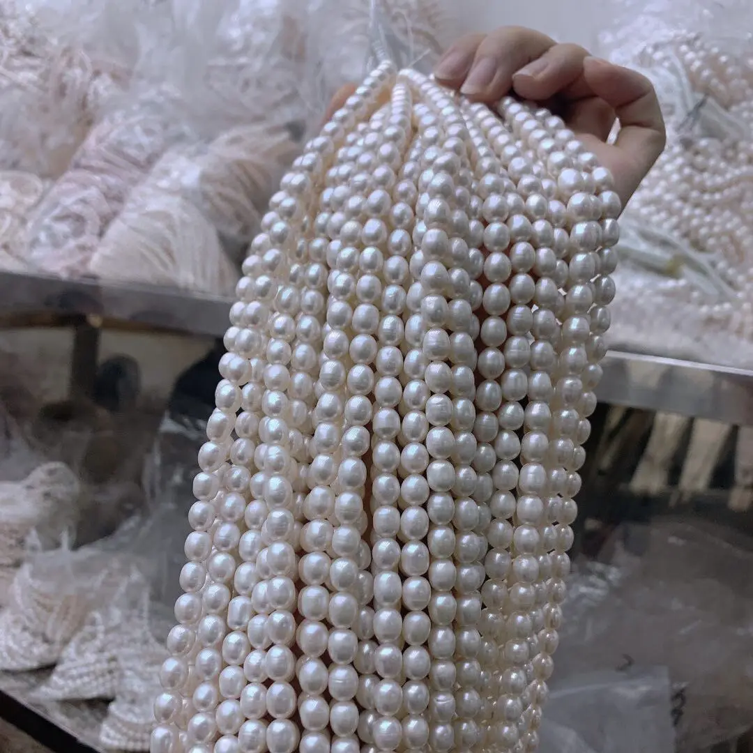 Цепочка Из Натурального пресноводного жемчуга свободный бисер с отверстием 8-9 мм