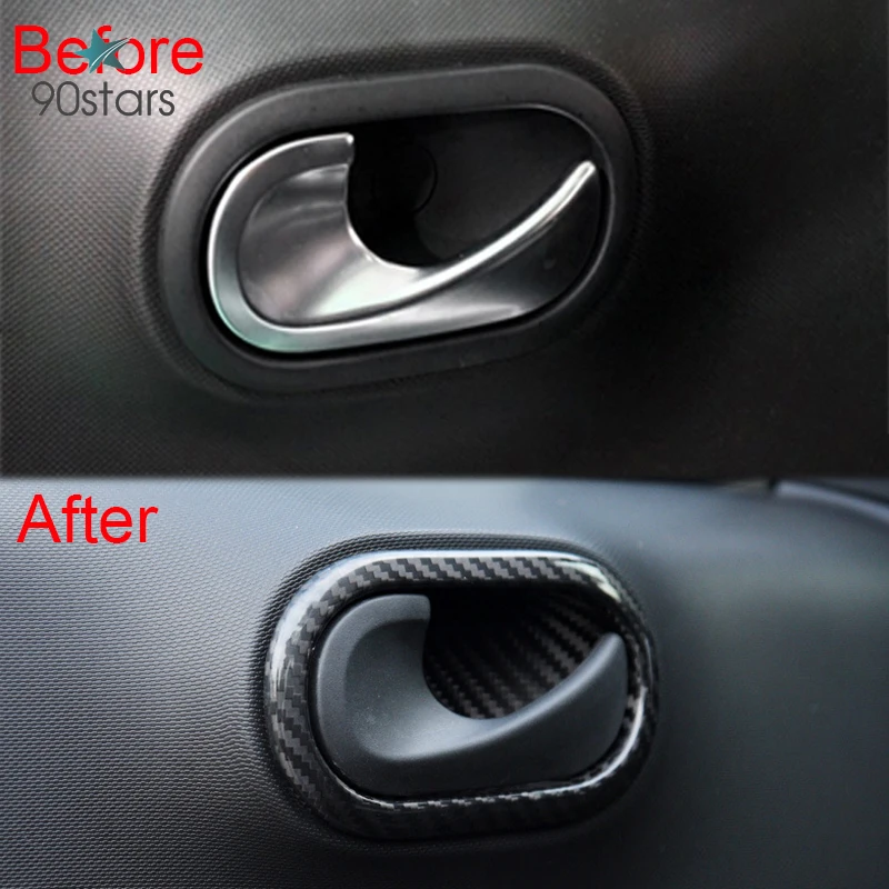 

Carbon Fiber Decoration Cover Interior Door Handle Protection Shell For Mercedes Smart Fortwo Forfour 453 Styling Accessories