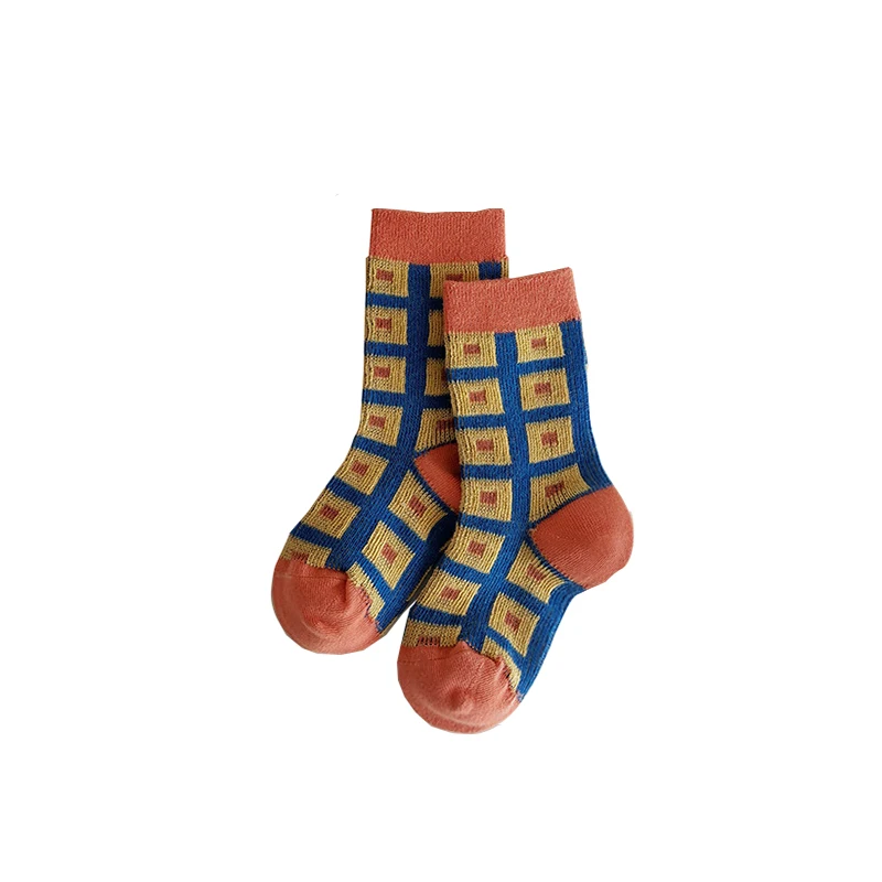 От 1 до 8 лет детские высокие носки для малышей Модные толстые в клетку детей