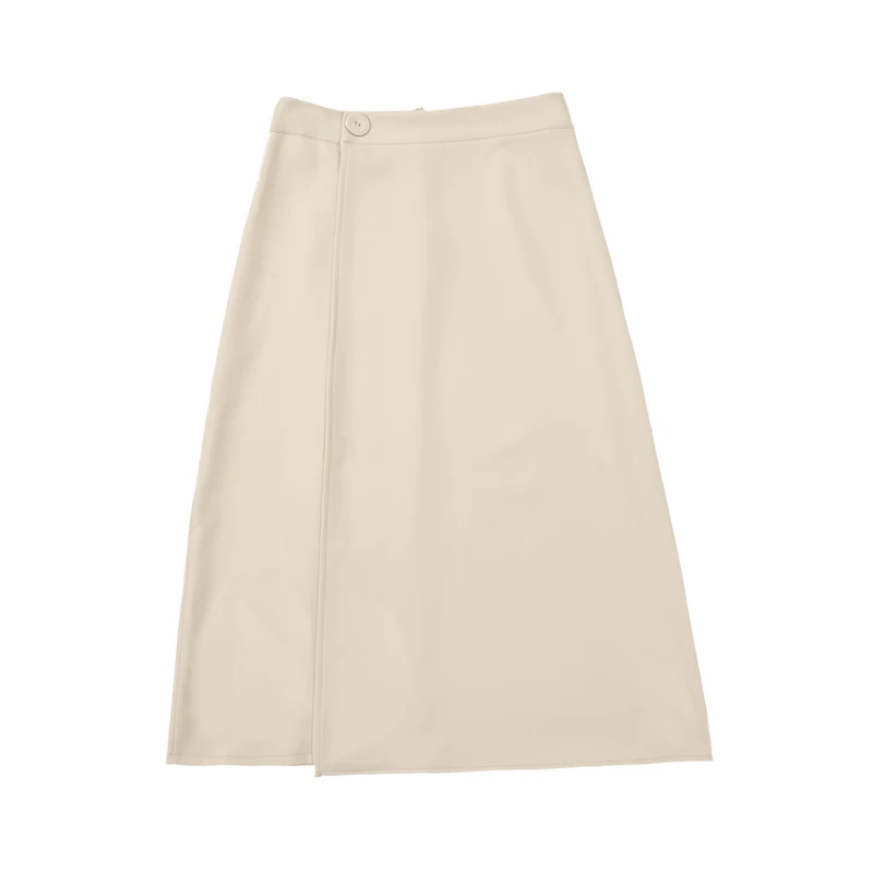 

Seoulish 2021 New Spring Summer Work Wear Women Midi Skirts Front Cross Korean OL Style High Waist Button A-Line Skirts Female