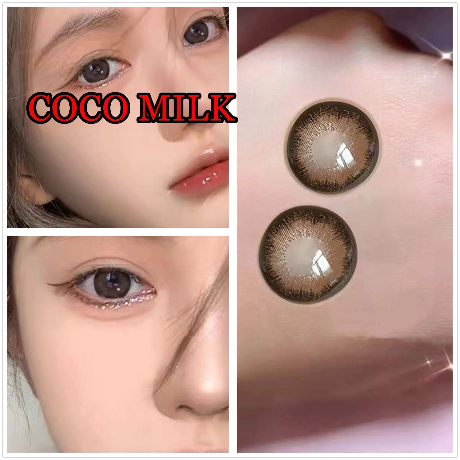 

14.50mm Dolly Contact Lens for Eye Color 1 Year Use Women Men Soft Glasses with Prescription Coco Milk