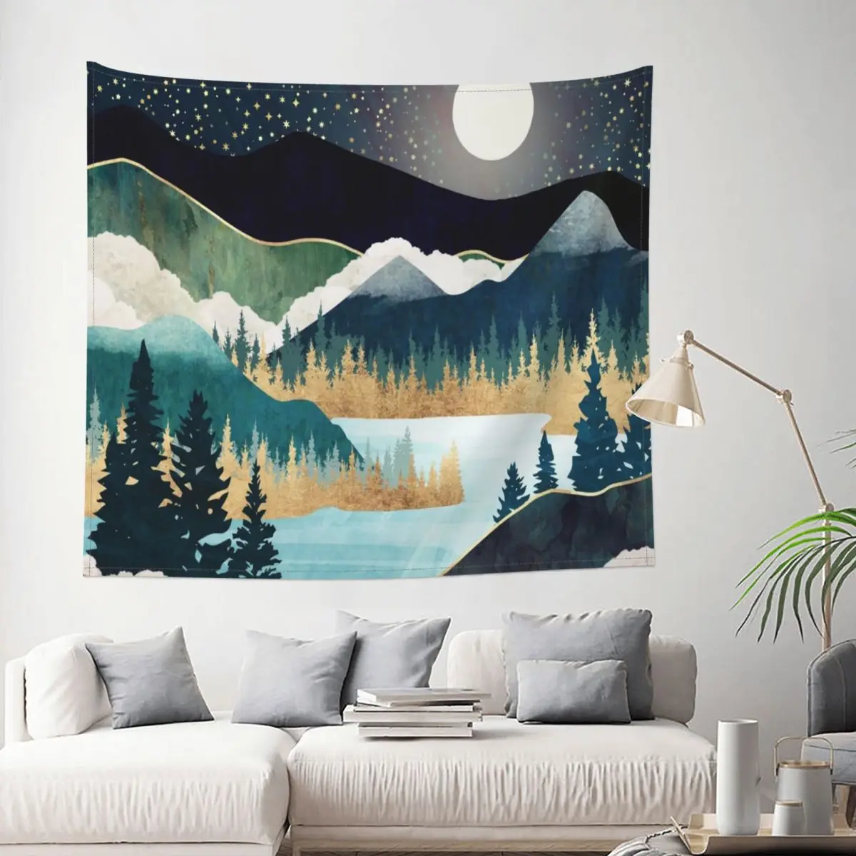 

Tapestry Star Lake Forest Nature Landscape Decor Wall Room Home Decoration Hanging Bedroom Kawaii Aesthetic Style