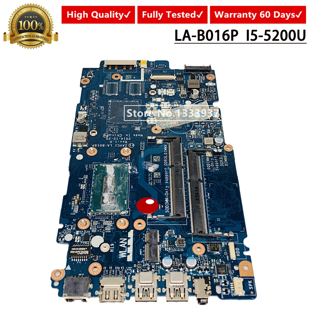 Для Dell Inspiron 5448 5548 Материнская плата ноутбука ZAVC1 LA B016P SR23Y I5 5200U 100% полностью