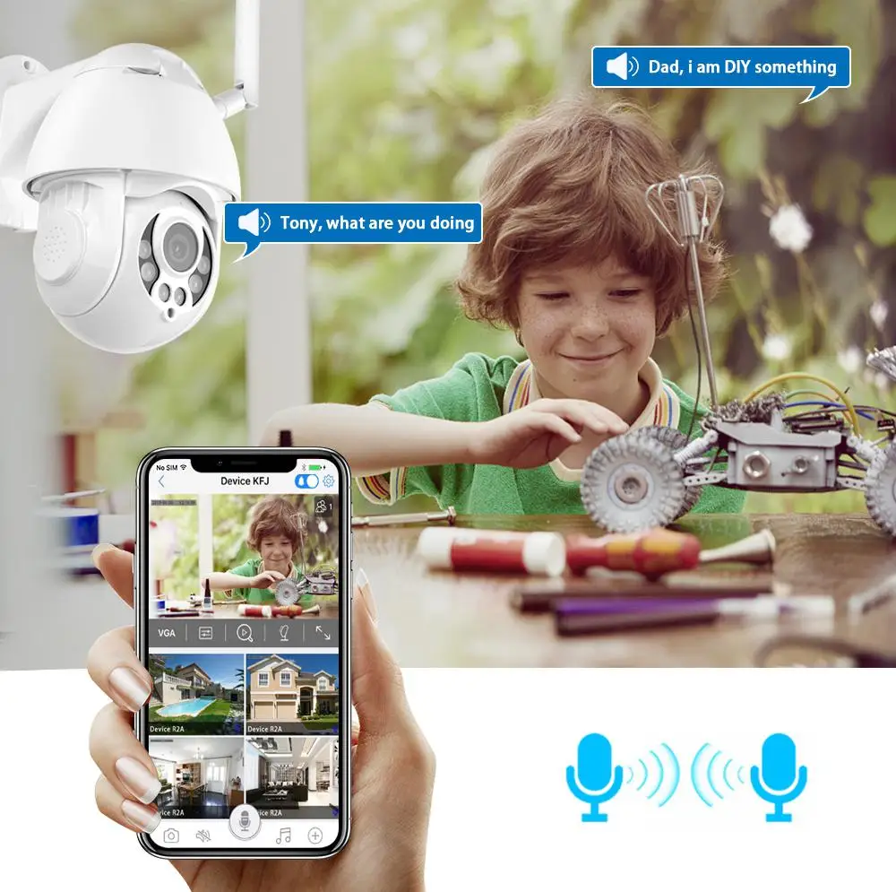 Wanscam K38D 1080P WiFi PTZ IP камера распознавание лица автоматическое отслеживание 4X зум