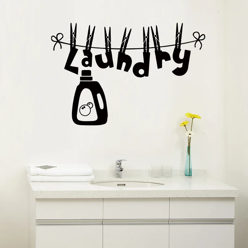 

CREATIVE pattern Laundry Wall Sticker laundry room home background decoration art decals door decor Pvc carved stickers