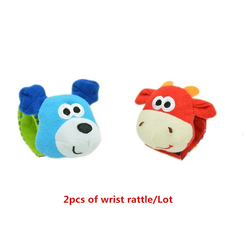 2pcs wrist rattle-C Носки для новорожденных с героями мультфильмов, милые детские носки с ремешком на запястье, детские игрушки, носки с животными для малышей 0-24 месяцев, плюшевые игрушки, подарки, Мягкая погремушка для малышей - Цвет: 2pcs wrist rattle-C