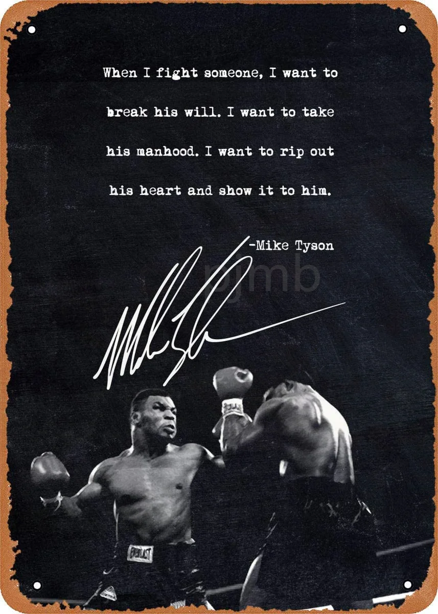 

Vintage Look Metal Tin Sign - Boxing Legends Boxing Mike Tyson Quotes Metal Plaque Tin Poster Art Print Man Cave Home Decor