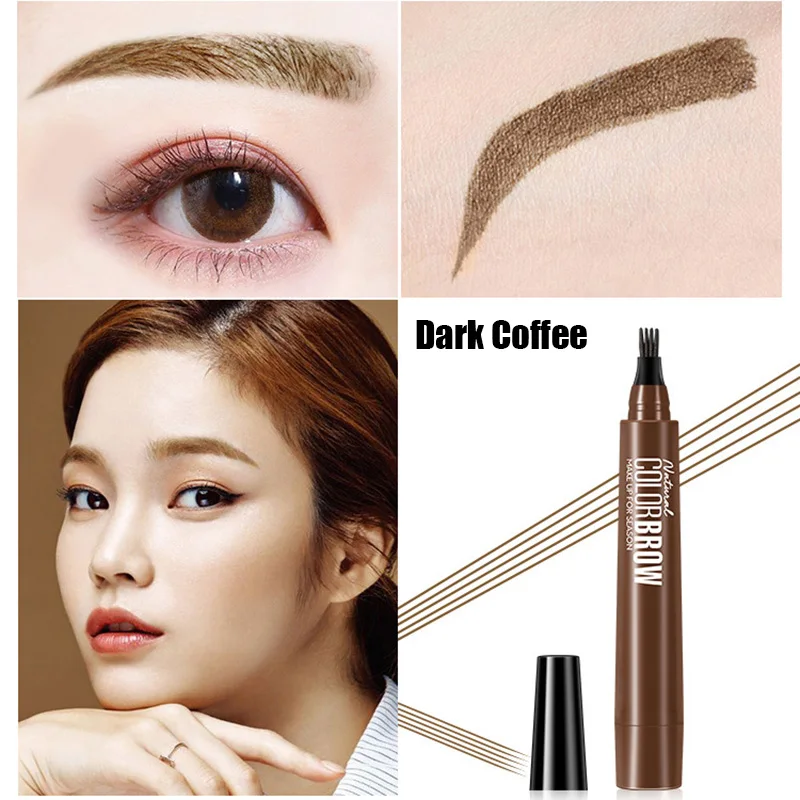 

4 Points Eyebrow Pen Waterproof Fork Tip Long Last Sweat-proof Eyebrow Pencil 4 Color Eyes Makeup Fork Tips Eyebrow Pen