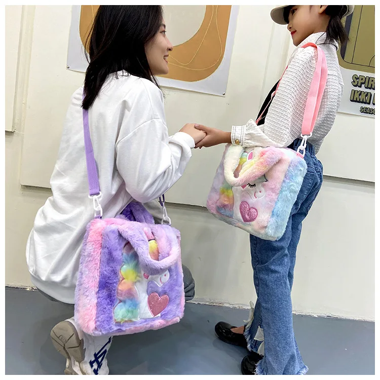 

Cute Unicorn Children's Fanny Pack Girls Waist Bag Plush Toys Belt Gradient Color shoulder bagCartoon Coin Purse Travel bag