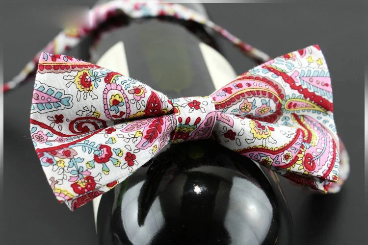 Мужской галстук-бабочка хлопок модный роза цветочный принт Свадебные вечеринки