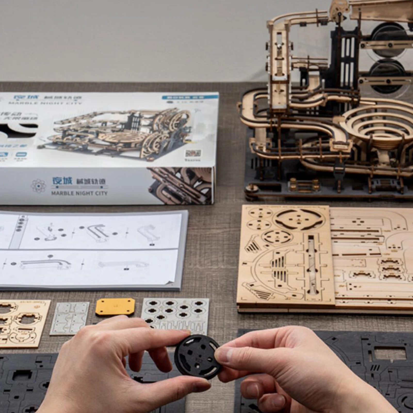 

Marble Night City DIY Wooden Model Building Block Kits Assembly Toy Gift For Children Adults Cool 3D Model Fun Stitching Toys