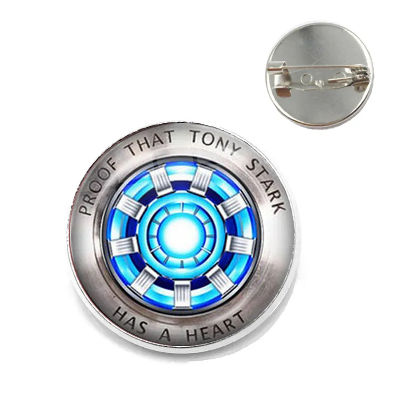23 Стеклянная брошь из кабошона Marvel Железный человек Tony Stark дуговой реактор Воротник Шпильки Мстители 4 эндмейд квантовое царство фильм сувенир - Окраска металла: 23