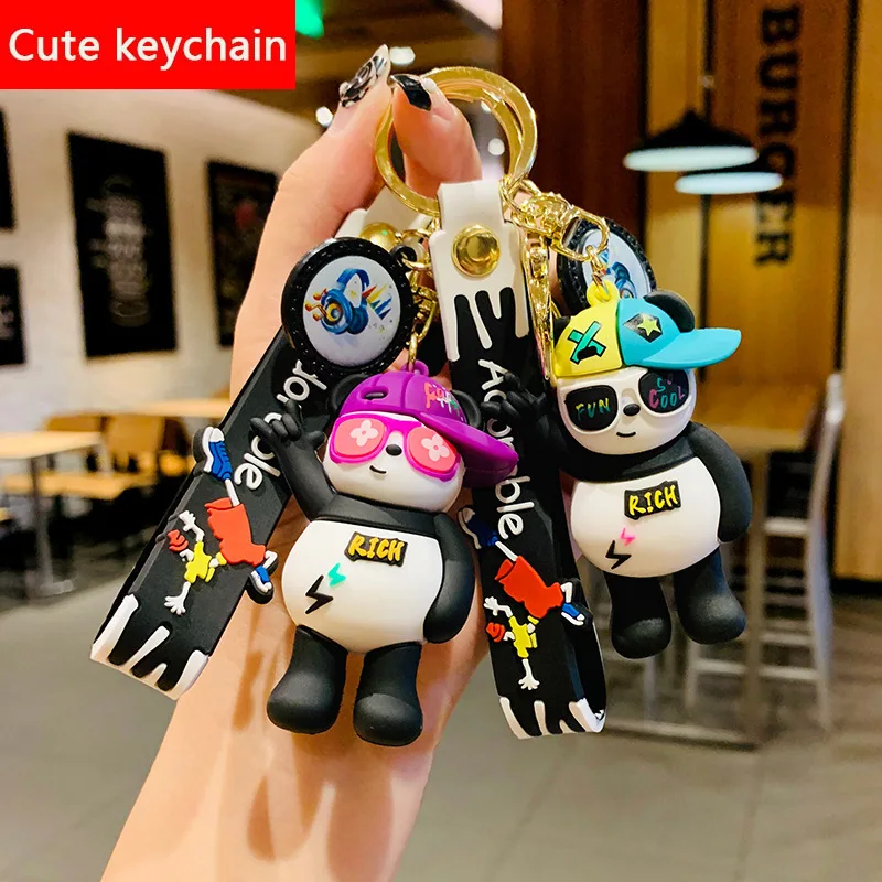 

New Fashion Cute Fun Cartoon Soft Glue Keychain Ring Chain Men Women Mobile Phone Bag Car Keychains Pendant Christmas Dog Gift