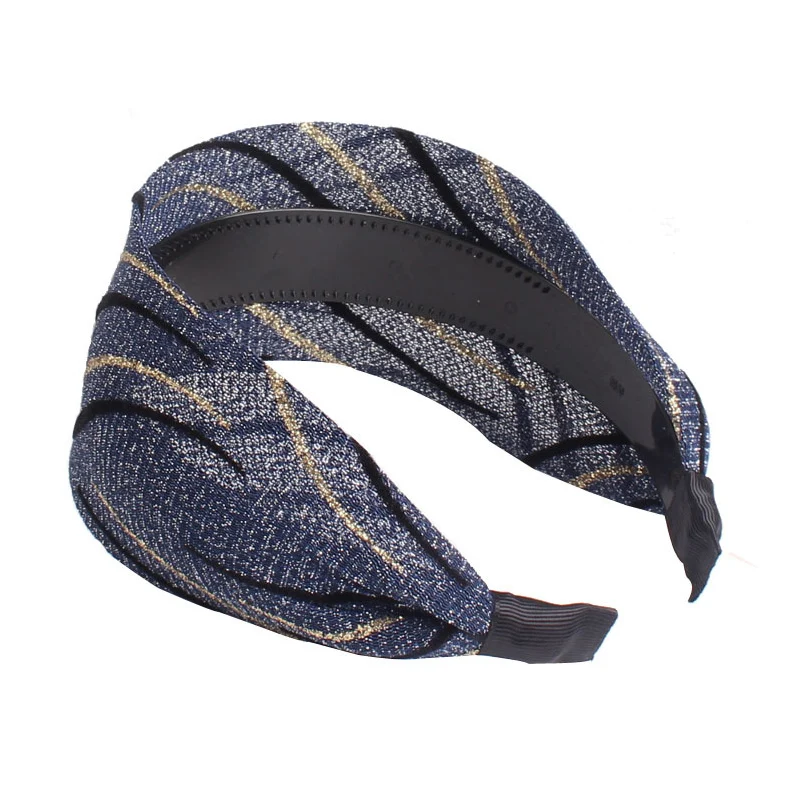 Женский широкий тюрбан с полосками нескользящий Бандаж эластичная повязка на