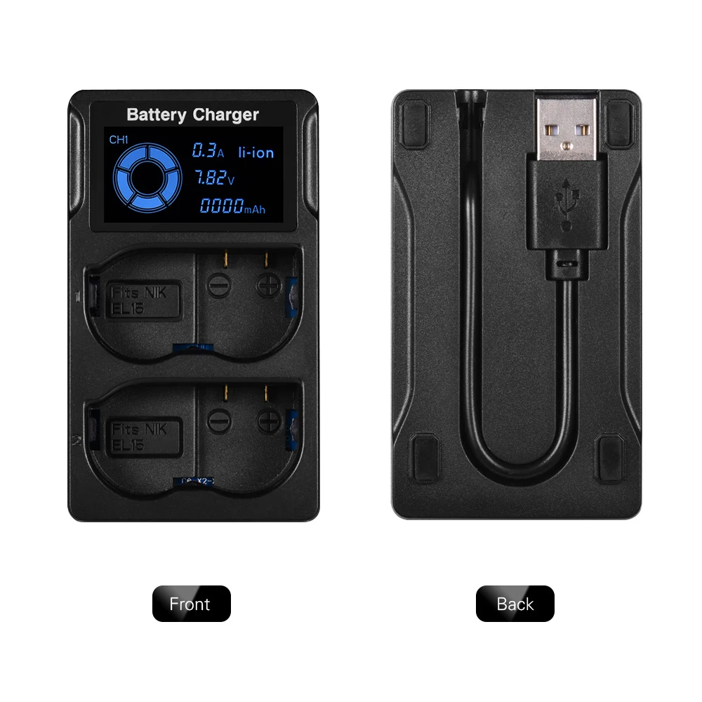 Портативный двойной слот USB камера зарядное устройство с ЖК дисплеем Быстрая