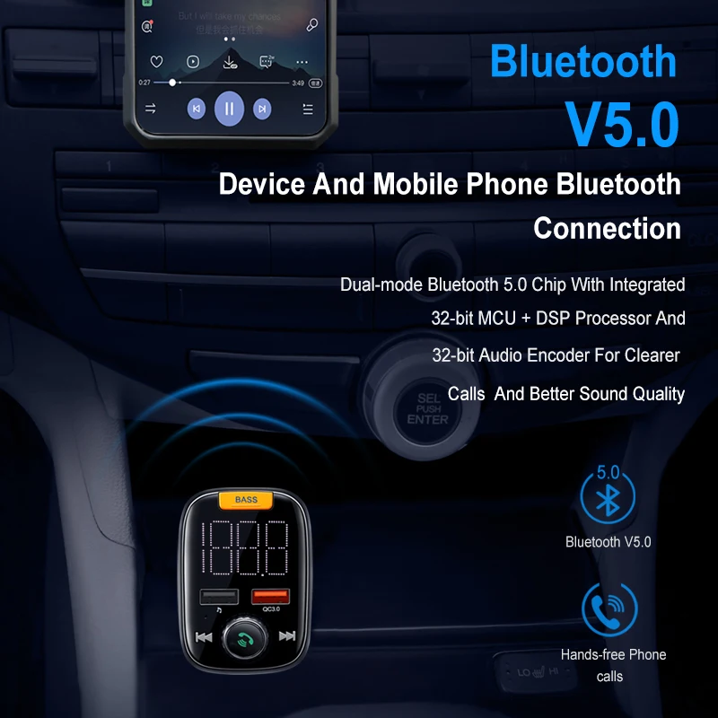 Автомобильное зарядное устройство Elough USB Quick Charge 4 0 3 QC QC4.0 Bluetooth fm передатчик