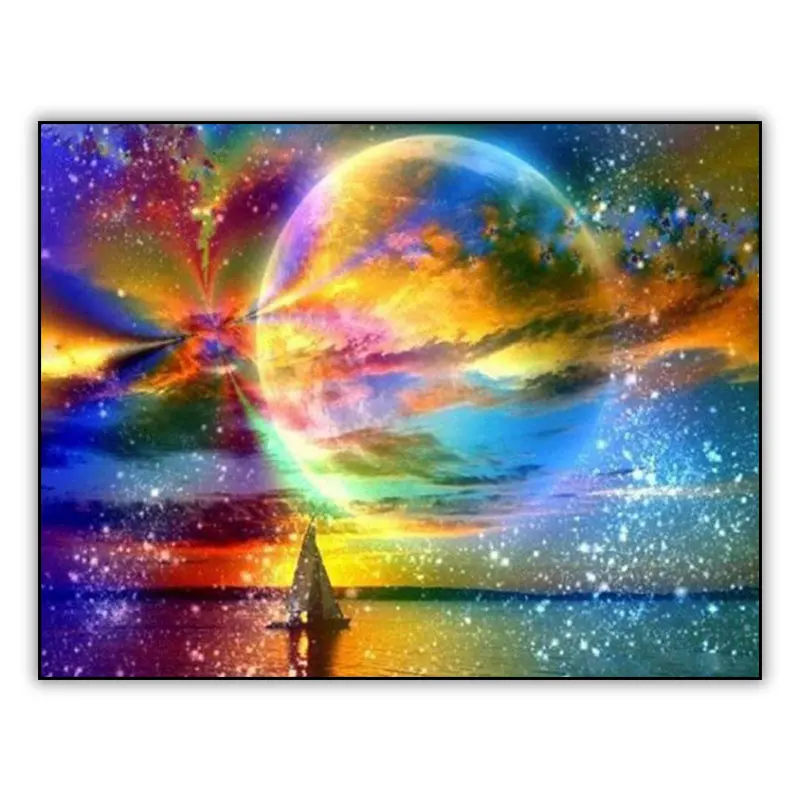 5d DIY Алмазная картина галактика и закат Настенная пейзаж мозаика полная дрель
