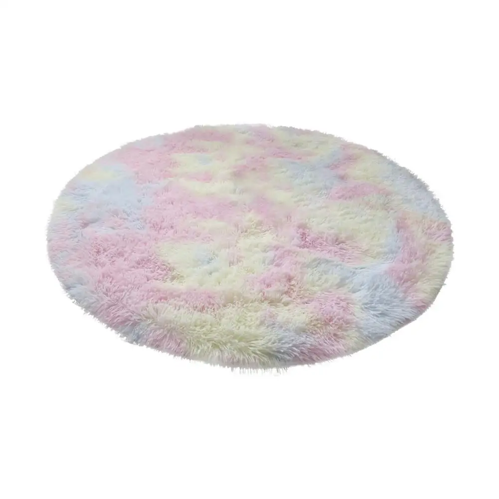 

Rainbow Area Rug Soft Colorful Carpet Cute Fluffy Round Area Rug Floor Carpets Furry Playing Mat For Kids Baby Girls Bedroom