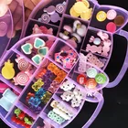 Милый Летний Набор подвесок для ногтей XL, леденецвишняЖелейный медведьРождественский дизайн для 3D украшения ногтей в розовой коробке, конфеты B509