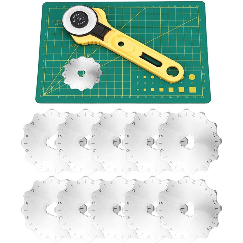 

10 Pack 45mm Crochet Edge Skip Blades, Wide Skip Blade Rotary Cutter Blades for Crochet Edge Projects, Fleece