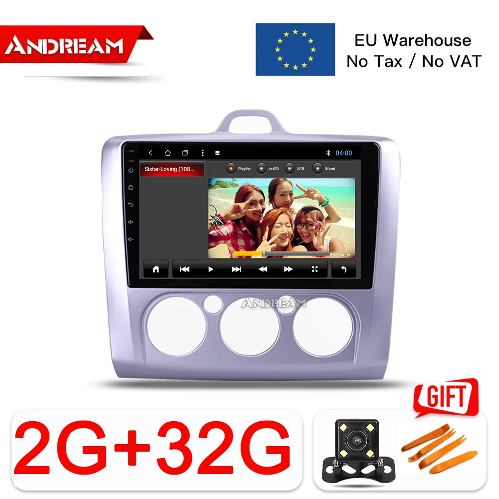 without carplay 2 din Автомобильный мультимедийный плеер для ford focus Android навигация 2 3 2004-2007 9 дюймов Восьмиядерный Android 8,1 головное устройство Carplay - Цвет: without carplay