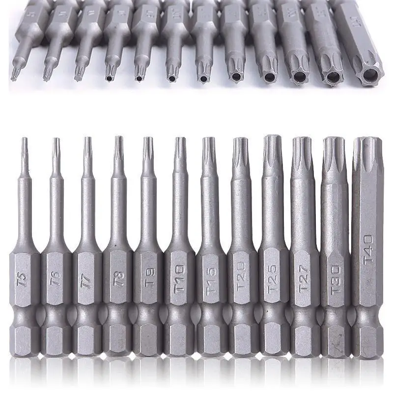 

12x 50mm 1/4 Hex Shank Torx Star Head Magnetic Screwdriver Bit Set Tool Quality