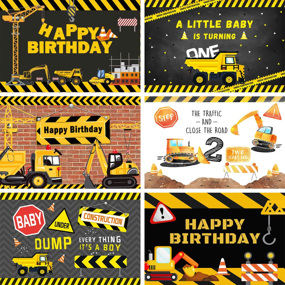 

Фон Mocsicka для фотосъемки в день рождения мальчика, строительная зона, экскаватор, кран, грузовик, строительный малыш, фон для фотосъемки в фот...