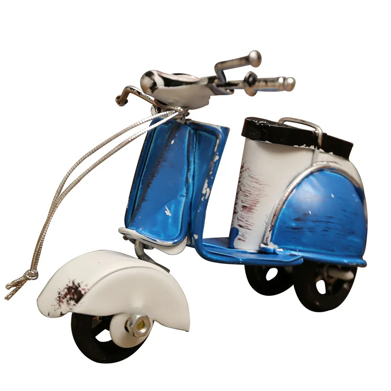 

Retro mini grocery pedal motorcycle model metal craft iron plate electric car model decoration