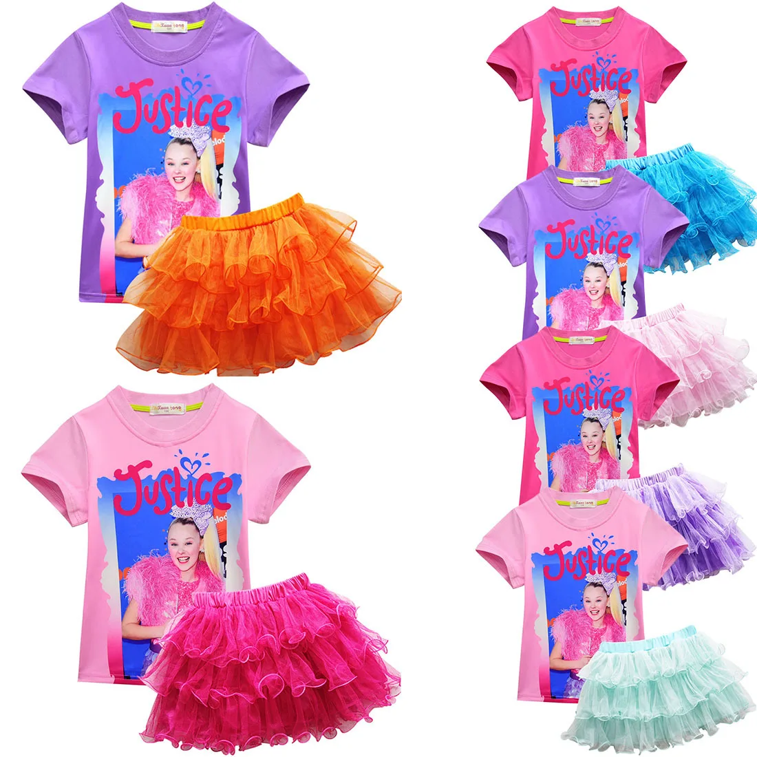 

New JOJO Siwa Girls Summer Short Suits Tops skirt Clothes T Shirt Girls Cosplay Costumes Children Clothing 2 piece sets outfits