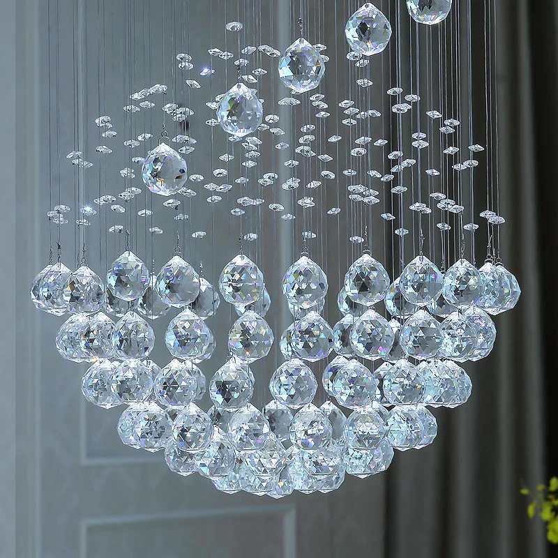 

Modern Long LED Spiral Living Crystal Chandeliers Lighting Indoor Fixture For Staircase Stair Lamp Showcase Bedroom Hotel Hall
