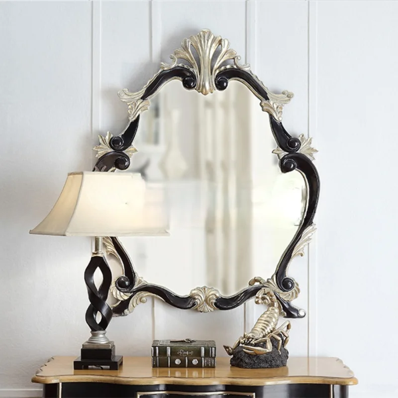 

Европейский стиль, резьба по дереву, античная серебряная фольга, искусство, зеркало, подвесное зеркало, настенное зеркало для ванной комнат...