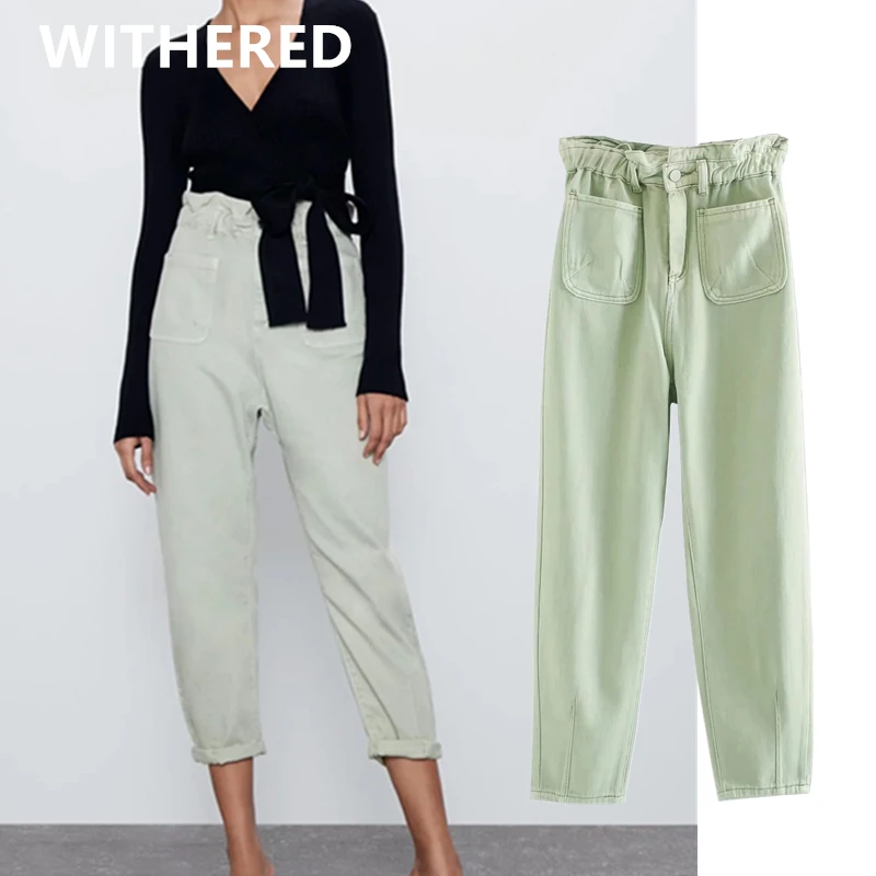 

Джинсы женские свободные с высокой талией, с карманами, в винтажном стиле