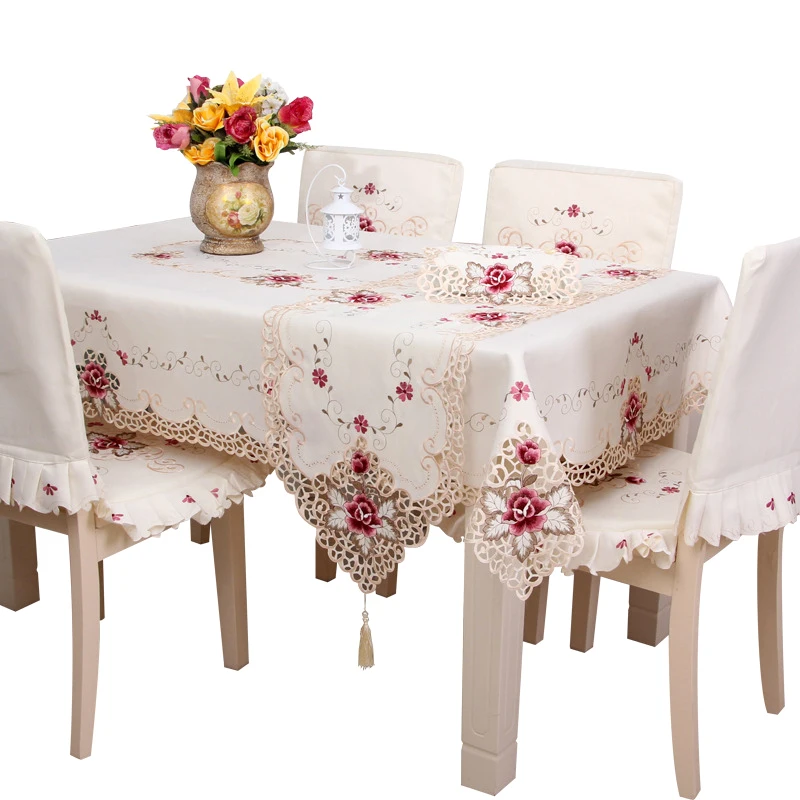 Модная скатерть с вышивкой цветочные кружева пыленепроницаемые Чехлы для стола