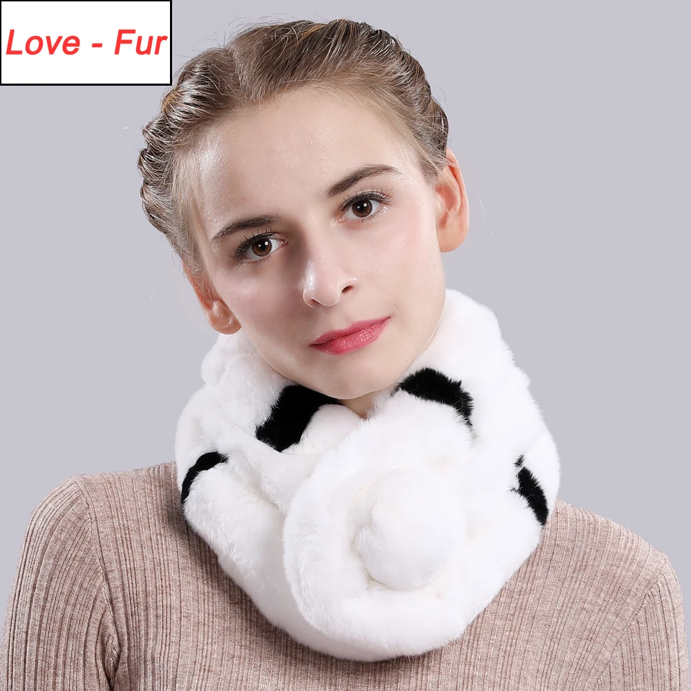 2020 Hot Women Winter Warm Soft Real Rex Rabbit Fur Scarf 100% Natural Ring Scarfs Fashion Scarves |