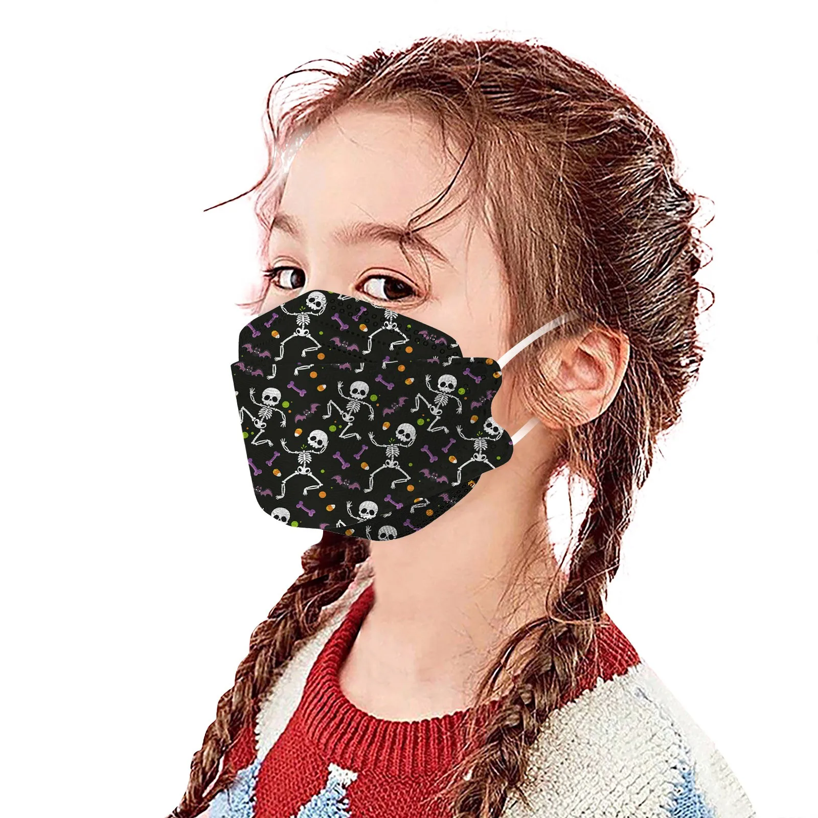 50PCS Adults Halloween Disposable Face Mask 3ply Ear Loop Unisex Cartoon Skeleton Pumpkin Mouth Masks Mascarilas Maske Masque | Красота и