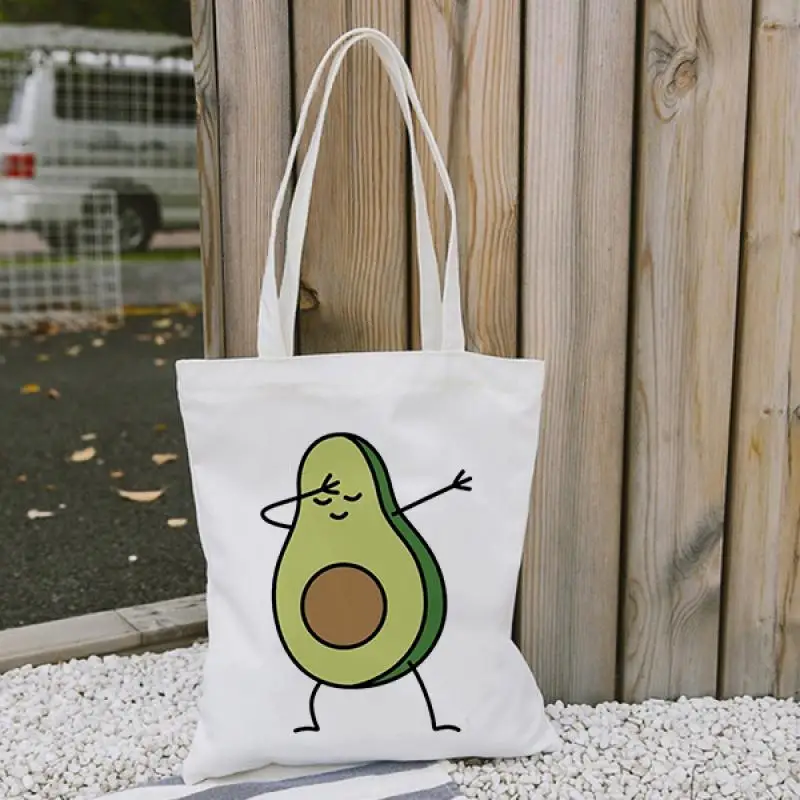 

Kawaii Canvas Bag Avocado Strawberry Custom Tote Bag Customize Eco Shopping Bag with Logo for Girls Women Casual Shoulder Bags