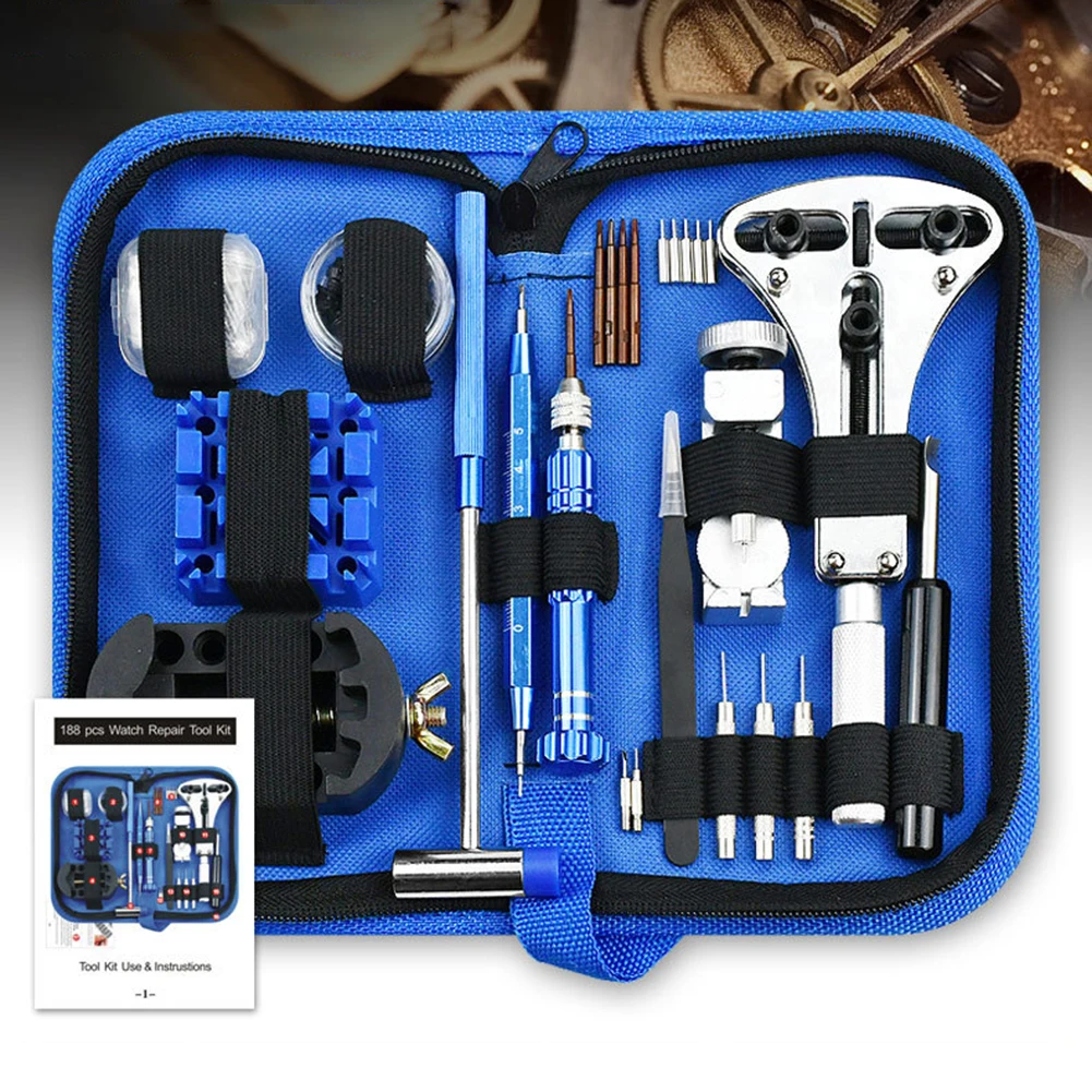 

188pcs Watch Repair Tools Set Watch Band Bracelet Remover Back Cover Opener Watch Strap Adjuster Kit for Watchmaker Repair Tools
