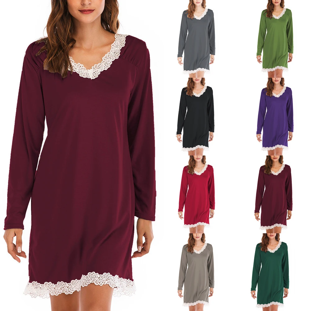 DIHOPE дамы с v вырезом и длинным рукавом модное кружевное платье в стиле пэчворк