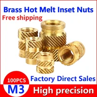 brass hot melt inset nuts heating molding copper thread inserts nut sl type double twill knurled injection brass nut m2m3 100pcs