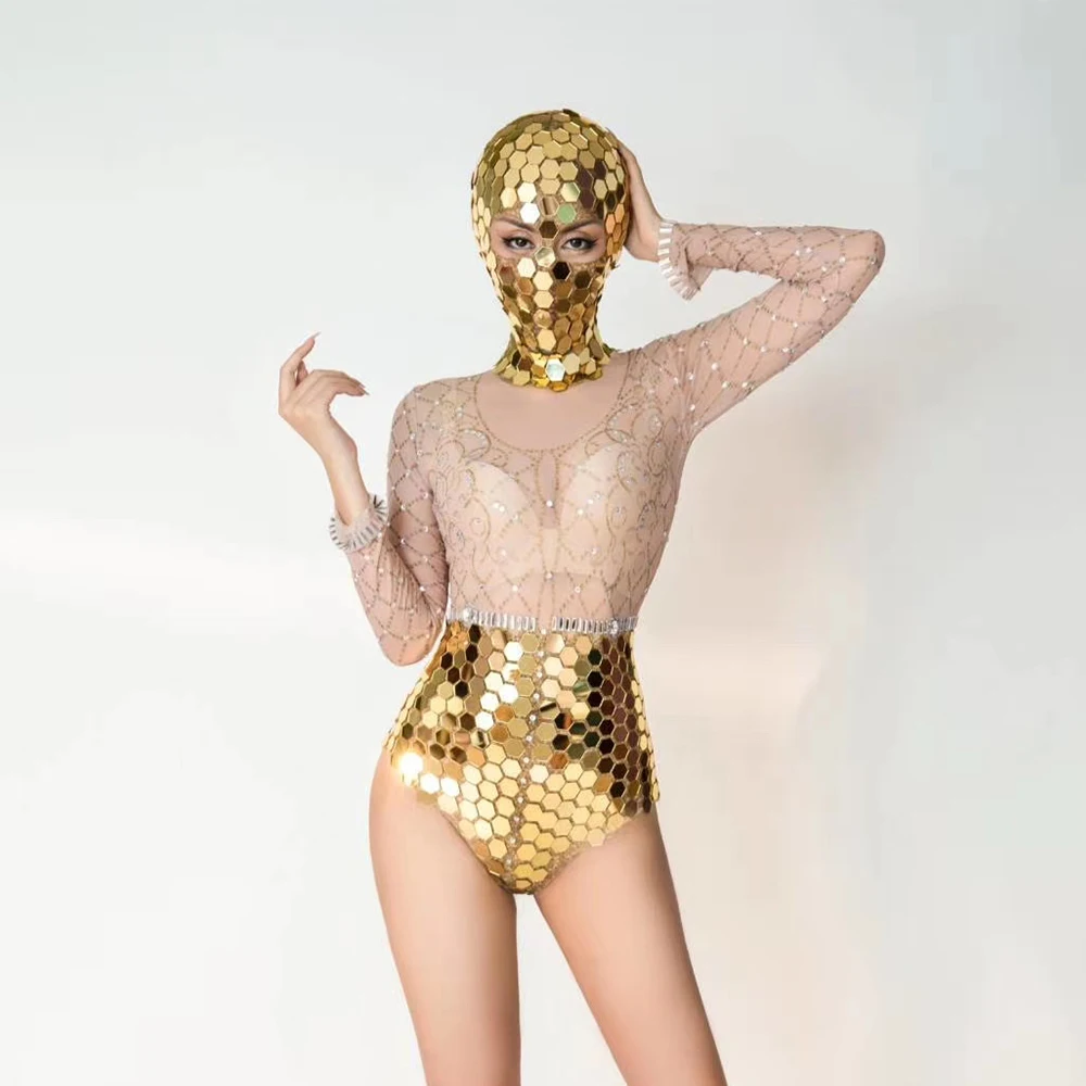 Газовое Сетчатое перспектива Сияющий зеркало со стразами блестками боди