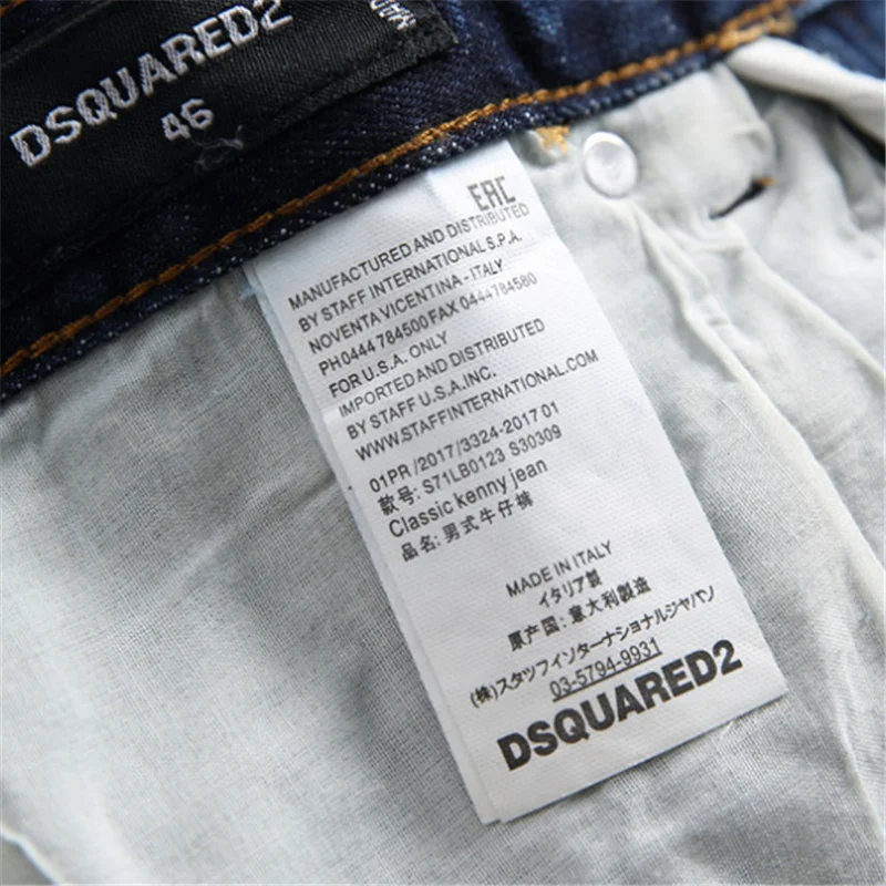 

dsq jeans European Italy Style jeans Brand Men slim jeans pants mens denim trousers zipper blue hole Pencil Pants jeans for men