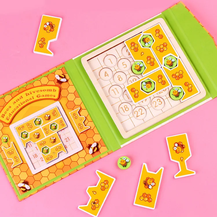 

Montessori bee wooden toys magnetic jigsaw puzzle intelligence puzzle learning aids educational toys wooden toys children's toys
