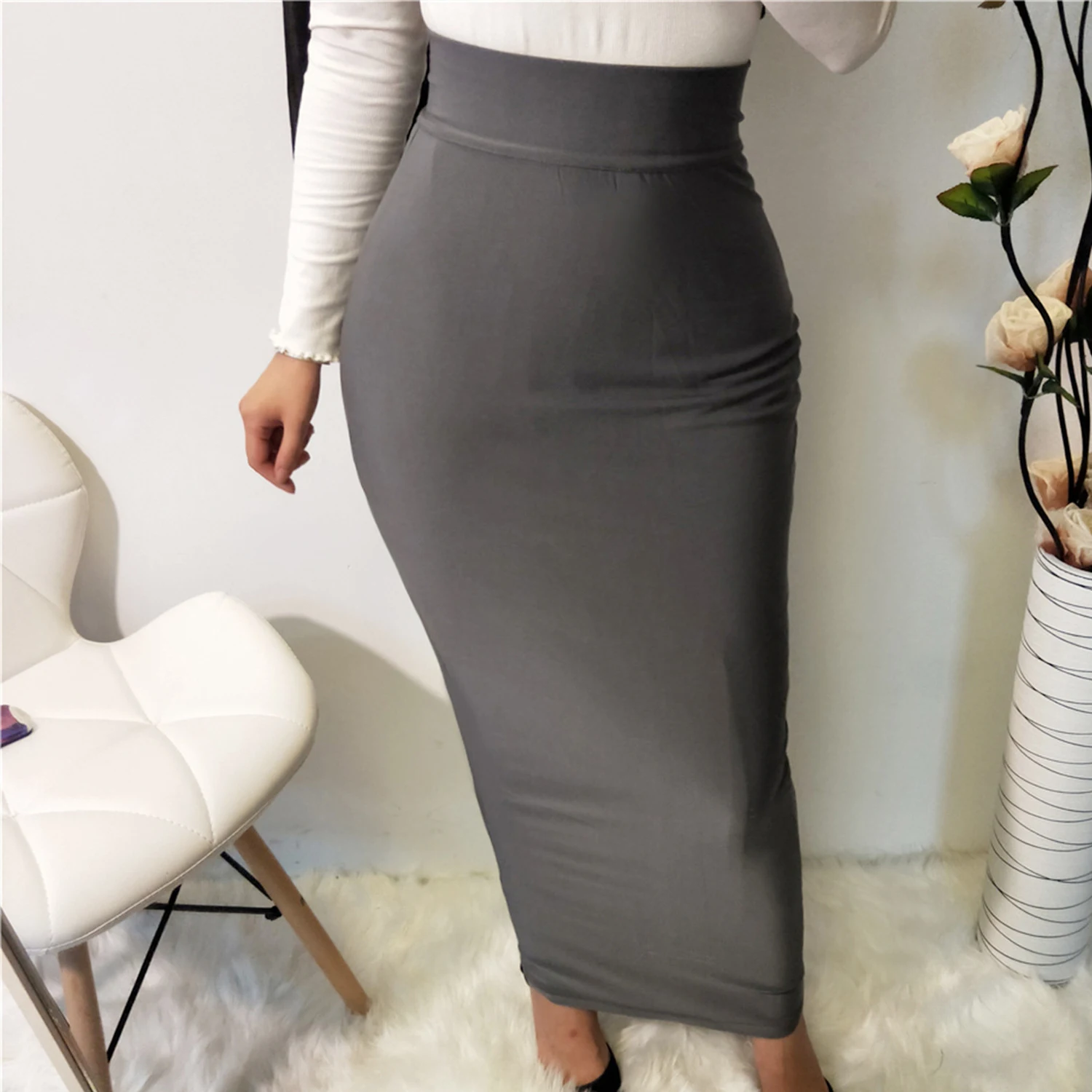 

Однотонная обтягивающая эластичная юбка, сексуальная женская обтягивающая Макси-юбка с высокой талией, уличная одежда, повседневная обтягивающая длинная юбка-карандаш Y2K для ночного клуба