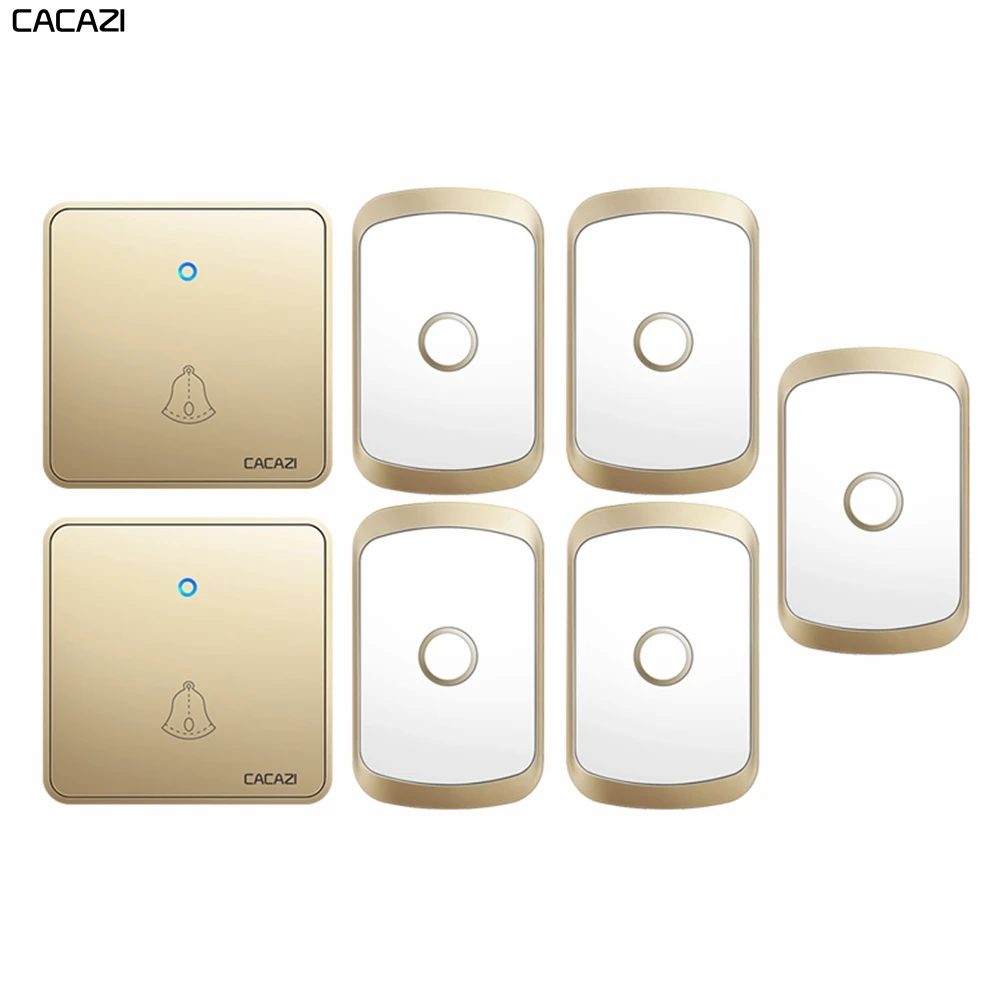 CACAZI Home Wireless Doorbell Waterproof 300M Remote CR2032 
